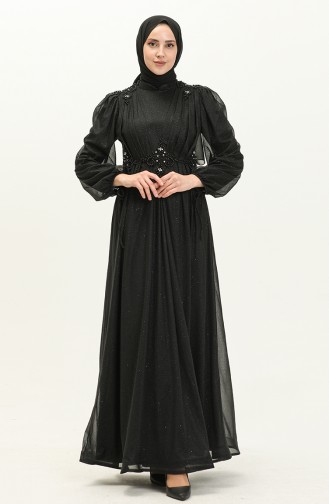 Black Hijab Evening Dress 14441
