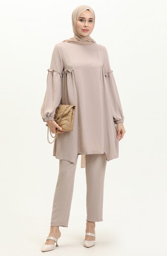 Ensemble Tunique Pantalon Tissu Aerobin 0004-01 Beige 0004-01