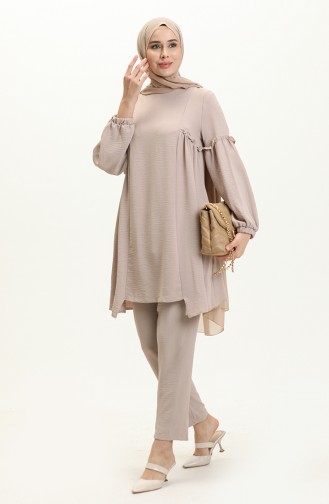 Ensemble Tunique Pantalon Tissu Aerobin 0004-01 Beige 0004-01