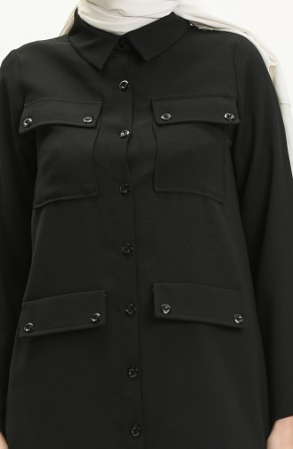 Cep Detaylı Tunik Pantolon İkili Takım 70025-02 Siyah