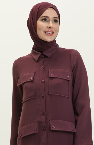 Cep Detaylı Tunik Pantolon İkili Takım 70025-03 Mürdüm