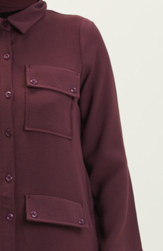 Cep Detaylı Tunik Pantolon İkili Takım 70025-03 Mürdüm