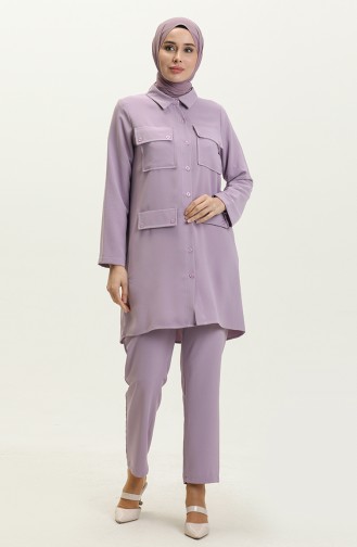 Pocket Detailed Two Piece Suit 70025-05 Lilac 70025-05