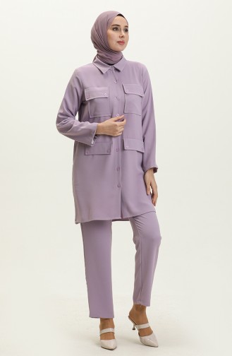 Pocket Detailed Two Piece Suit 70025-05 Lilac 70025-05