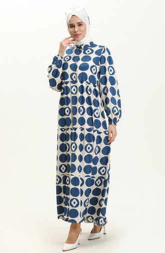 Viskosekleid mit elastischen Ärmeln 24Y8974-02 Indigo 24Y8974-02