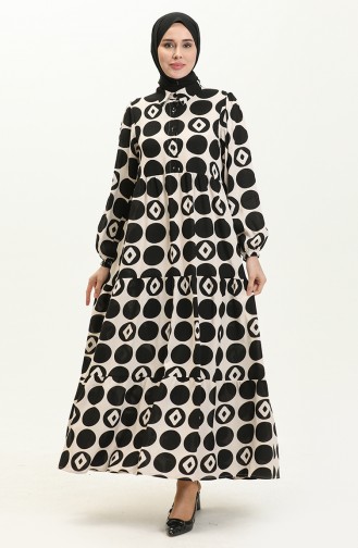 Viskosekleid mit elastischen Ärmeln 24Y8974-04 Schwarz 24Y8974-04