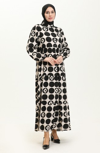 Viskosekleid mit elastischen Ärmeln 24Y8974-04 Schwarz 24Y8974-04