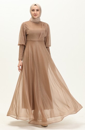 Mink Hijab Evening Dress 14485