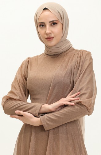 Mink Hijab Evening Dress 14485