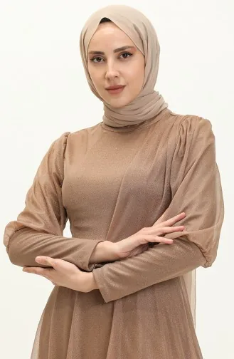 Mink Hijab Evening Dress 14485