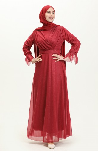 Claret Red Hijab Evening Dress 14422