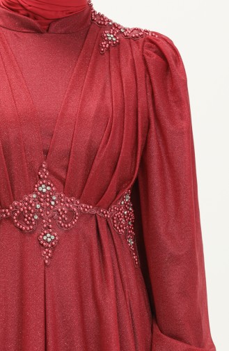 Claret Red Hijab Evening Dress 14448