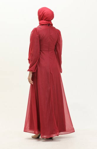 Claret Red Hijab Evening Dress 14448