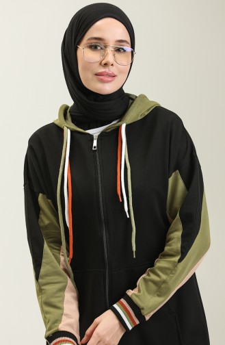 Color Garnished Tracksuit Set 71053-01 Black 71053-01