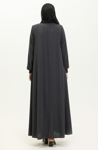 Gimped Zippered Abaya 3014-06 Anthracite 3014-06