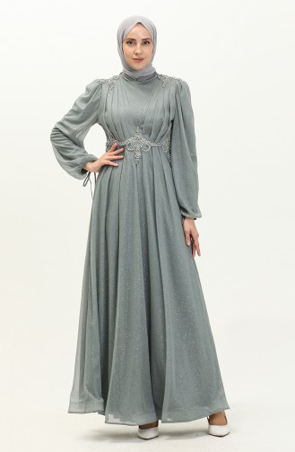 Gray Hijab Evening Dress 14447