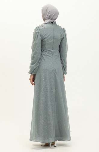 Gray Hijab Evening Dress 14447