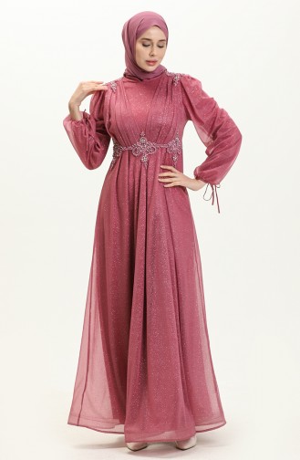 Beige-Rose Hijab-Abendkleider 14446