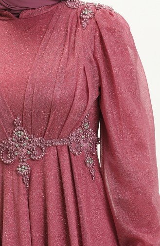 Beige-Rose Hijab-Abendkleider 14446