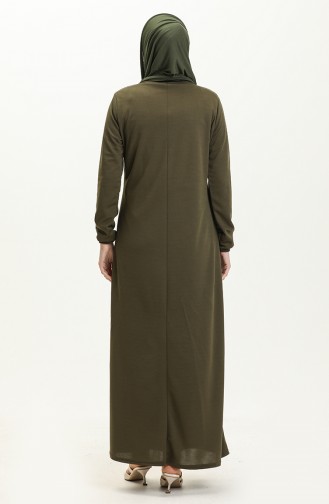 Elastic Sleeve Basic Hijab Dress 4158-11 Khaki 4158-11
