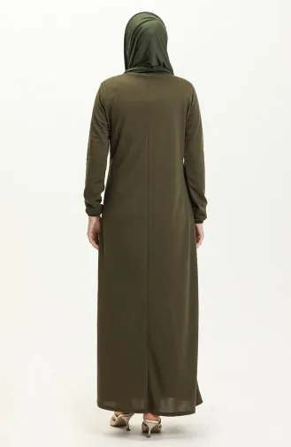 Basic Hijab Kleid mit Gummizug 4158-11 Khaki Grün 4158-11