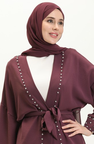 Kimono Ceinturé avec Perles 70039-02 Plum 70039-02