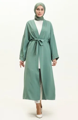 Kimono Ceinturé avec Perles 70039-06 Vert Noisette 70039-06