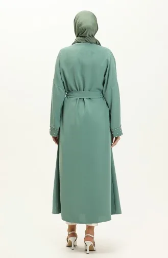 Kimono Ceinturé avec Perles 70039-06 Vert Noisette 70039-06