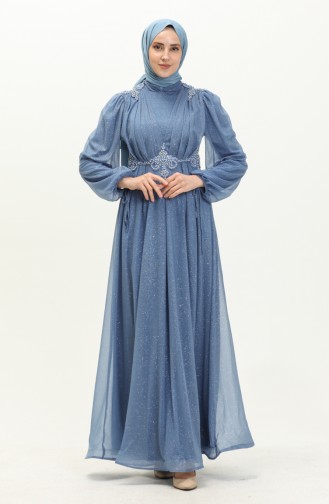 Blau Hijab-Abendkleider 14444