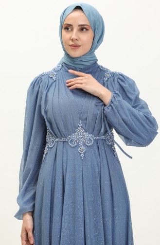 Blau Hijab-Abendkleider 14444