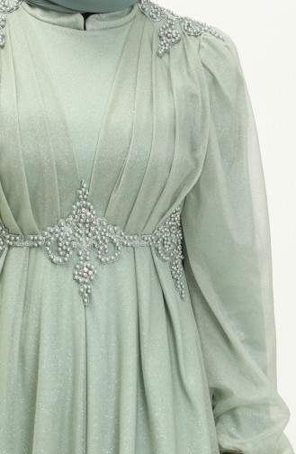 Mint Green Hijab Evening Dress 14443
