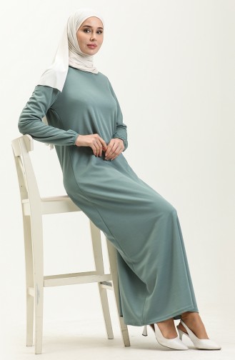 Basic Hijab Kleid mit elastischen Ärmeln 4158-10 Mintgrün 4158-10