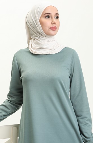 Basic Hijab Kleid mit elastischen Ärmeln 4158-10 Mintgrün 4158-10