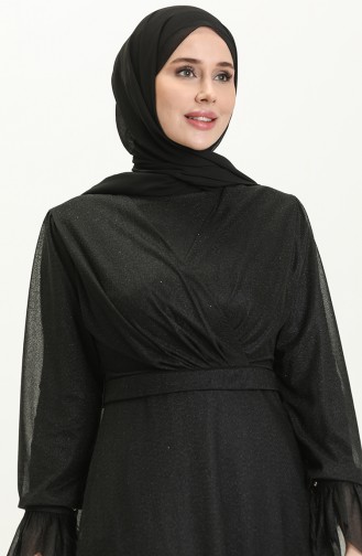 Schwarz Hijab-Abendkleider 14423