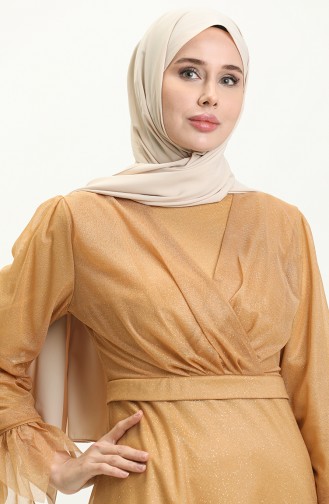 Tan Hijab Evening Dress 14418
