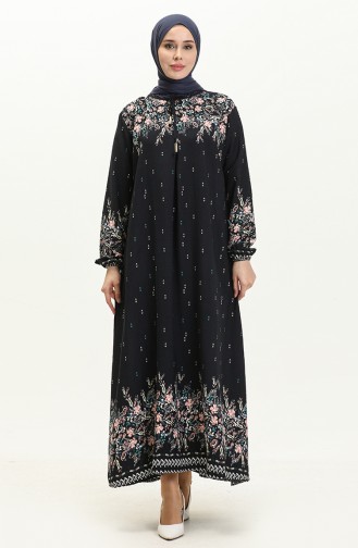 Viscose Printed  Dress 4571-02 Navy Blue 4571-02