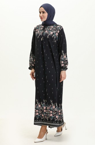 Viscose Printed  Dress 4571-02 Navy Blue 4571-02