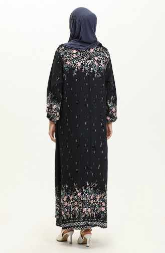 Viscose Printed  Dress 4571-02 Navy Blue 4571-02