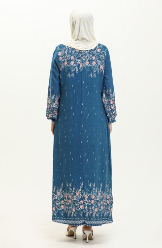 Gemustertes Kleid aus Viskose 4571-03 Indigo 4571-03