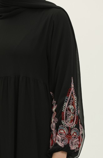 Besticktes Chiffonkleid 24Y8890-03 Schwarz 24Y8890-03