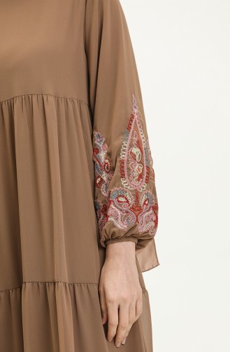 Embroidered Chiffon Dress 24Y8890-05 Brown 24Y8890-05