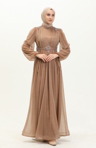 Mink Hijab Evening Dress 14440