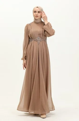 Mink Hijab Evening Dress 14440