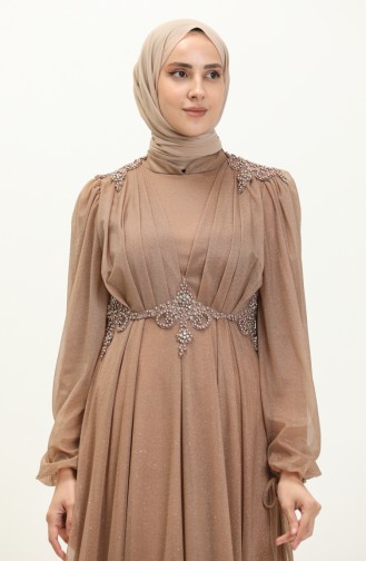 Mink Hijab Evening Dress 14440