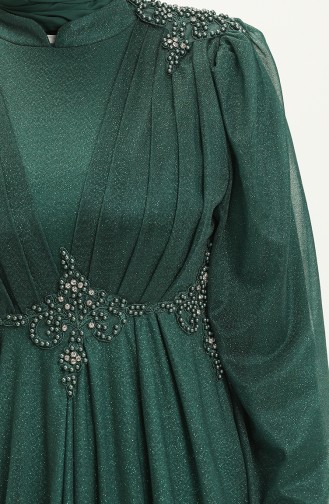 Emerald Green Hijab Evening Dress 14439