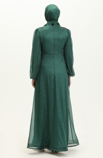 Emerald Green Hijab Evening Dress 14439