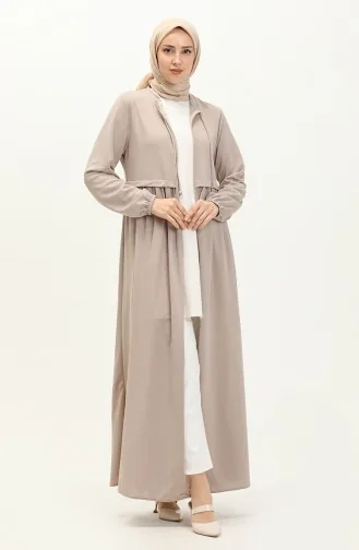Büzgülü Fermuarlı Ferace 0569-02 Taş