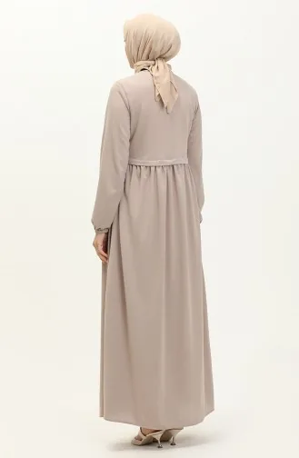 Büzgülü Fermuarlı Ferace 0569-02 Taş