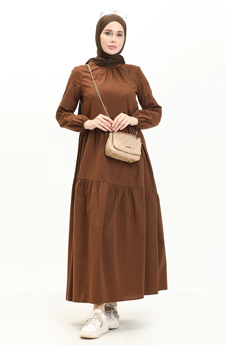 Robe Détail Fronces 2035-06 Marron 2035-06