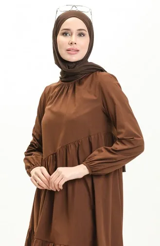 Robe Détail Fronces 2035-06 Marron 2035-06